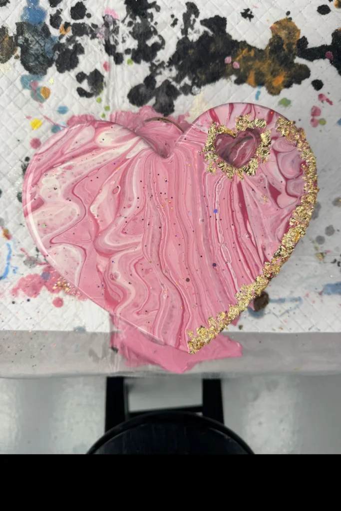 pink-gold-heart-resin-tray-naperville-art-studio-2x3