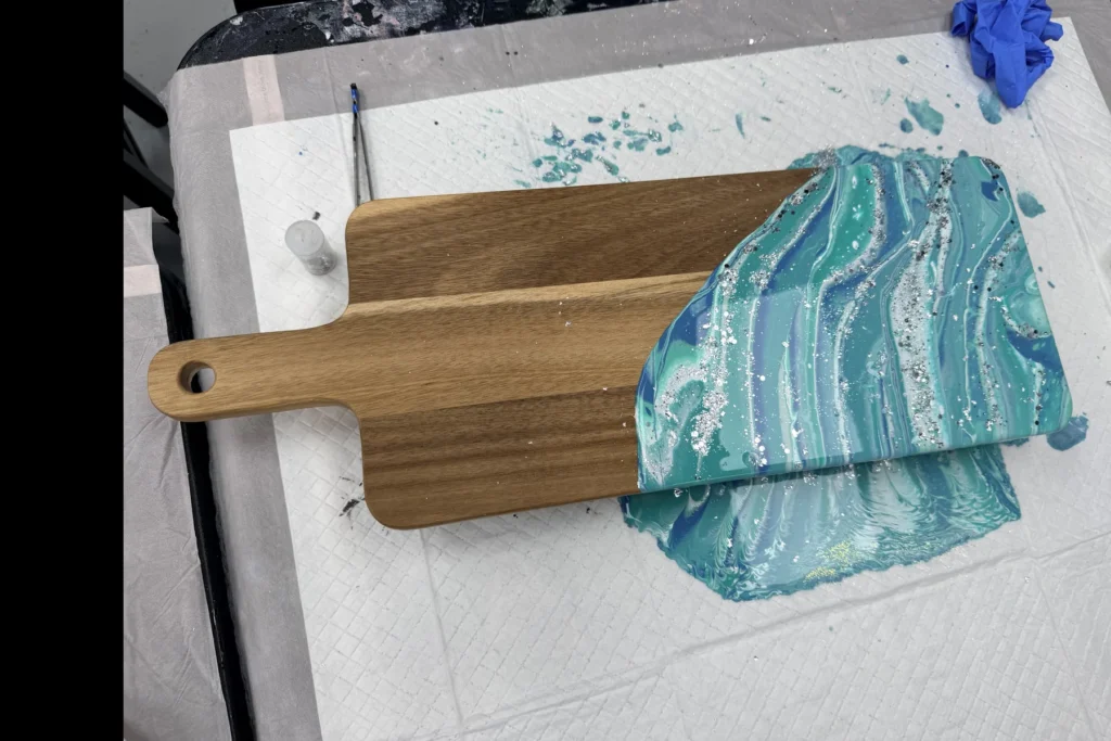 teal-silver-resin-cutting-board-naperville-art-studio-2x3